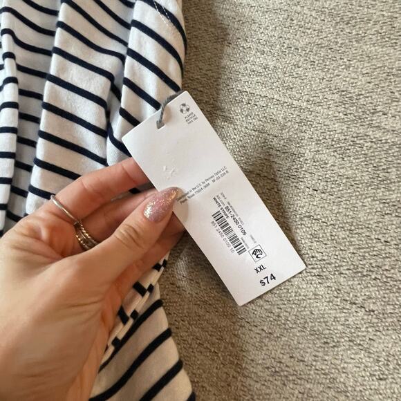 LIZ CLAIBORNE XXL Striped NWT MIDI Dress Knot Front Plus Size White Blue Tank - Picture 3 of 4